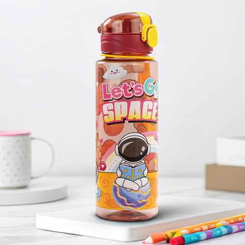 Image of BAYBEE Space 700ml Sipper Bottle for Kids, Anti-Spill Sippy Water Bottle- BPA Free |Sippy Cup, Baby Bottle Sippers | Sipper Water Bottle for Kids Infants & Toddlers 6 Months to 9 Years (Orange)