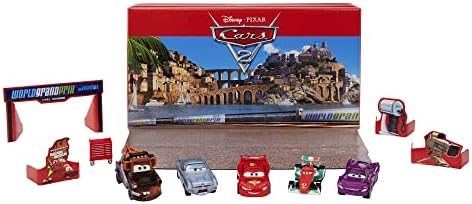 Disney Pixar Cars 2 Vehicle 5-Pack Collection, Set of 5 Collectible Character Cars & Tool Cart Inspired by the World Grand Prix from the Movie Cars 2, Gift for Kids & Fans Ages 3+