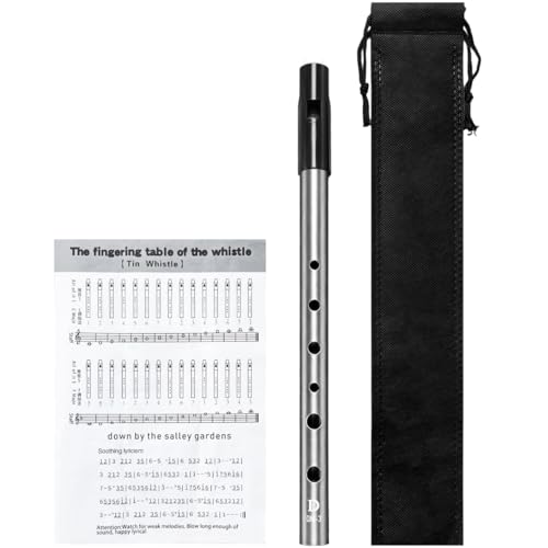 Irish Tin Whistle Key of D,Silver Sound Penny Whistle (1 Pack)