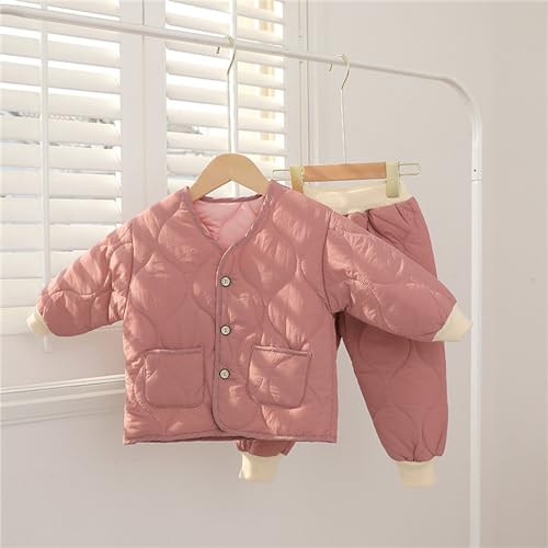 Toddler Baby Winter Coat Quilted Bubble Jacket and Pants Boys Girls Thicken 𝐒leepwear (Watermelon Red, 12-18 Months)2