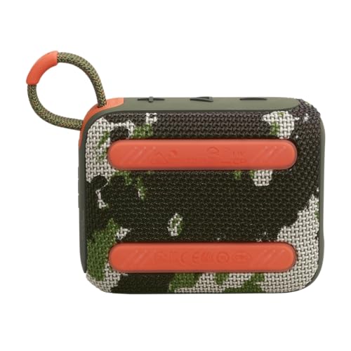JBL GO 4, Enceinte Bluetooth ultra-portable, son JBL Pro, basses percutantes, 7 heures d'autonomie, fonction Playtime Boost, résistante à l'eau et à la poussière IP67, motif camouflage
