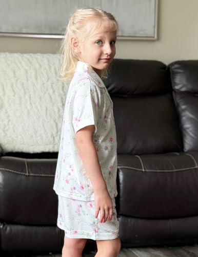 Image of Arshiner Girls Pajamas Sets Short Sleeve Kids Pjs Button Down Sleepwear