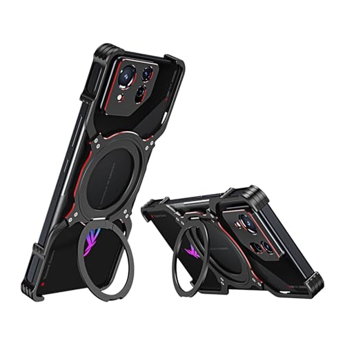 ASUS ROG Phone 8�Ή� ���^���o���p�[ �������X ���M�P�[�X �}�O�l�b�g�X�^���h �V�F�� �����Y�ی�J�o�[(Black red)