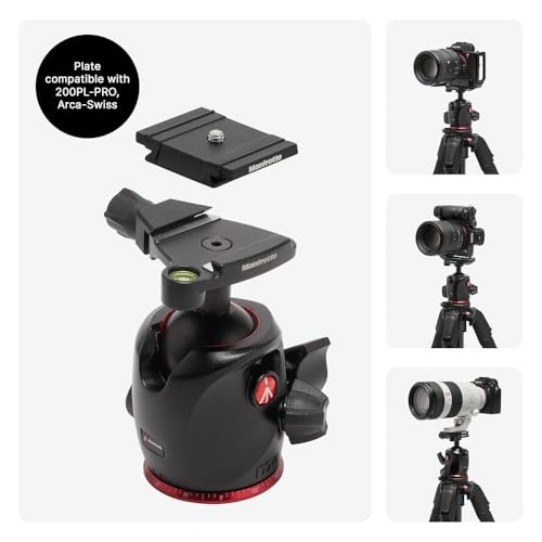 Manfrotto 055XPRO AS, 3-Section Aluminium Camera Tripod, Photo-Kit with XPRO Ball Head, 90 Degree Column, 15 kg Payload, Arca-Swiss Plate for DSLR/Mirrorless, Tripod for Camera, Photo Shooting Support