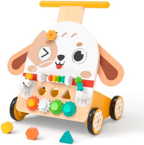 Wooden Baby Walker, 6-in-1 Push Walker for Toddlers | 6-in-1 Pupp...