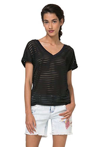 T-shirt Desigual Sandra noir coupe fluide pour masquer les complexes