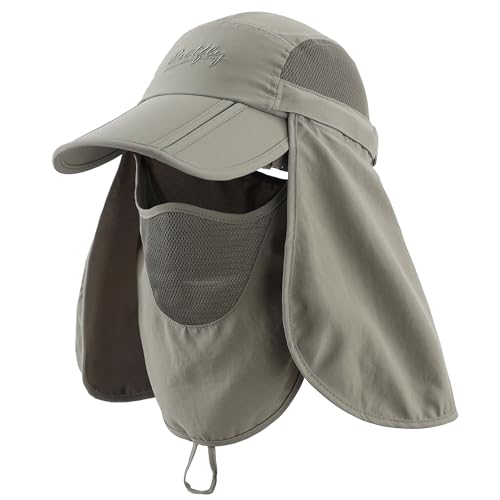 Image of Connectyle Men's Foldable Baseball Sun Cap with Removable Face Mask Neck Flap Cover UPF 50+ Sun Protection Fishing Hiking Hat
