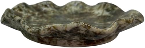 Miniatura 7 de Bandeja pequeña con forma de hoja de loto gris oscuro de 3 pulgadas, hecha a mano, de cerámica, porcelana, recipiente en miniatura para joyas,