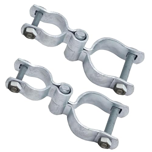 2 Pack 1-3/8 x 2-3/8 Chain Link Fence Gate Hinge Kit Galvanized Steel Gate Hinges Heavy Duty with 2 PCS 1-3/8 Frame Hinge and 2 PCS 2-3/8 Post Hinge Bolts & Nuts Included