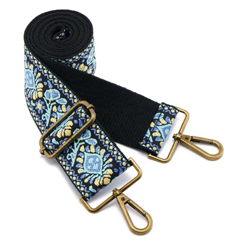Image of ZOOEASS Bronze Buckles Purse Strap, 2 inch Wide Crossbody Handbag Strap Adjustable Replacement Shoulder Strap Vintage Embroidery