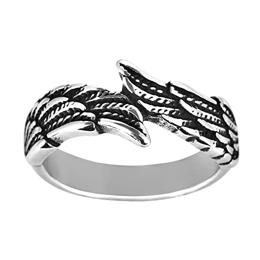 Vintage Angel Wing Stainless Steel Ring