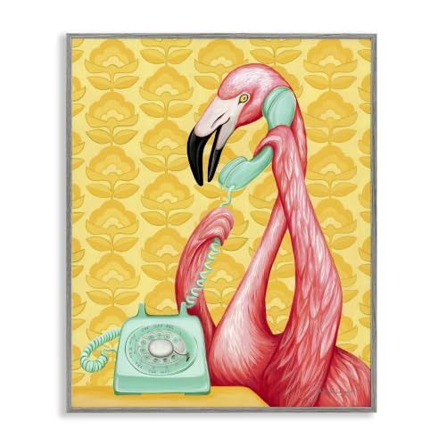 Flamingo Dial Telephone Floral, 24 x 30 Inch Framed Giclée Print