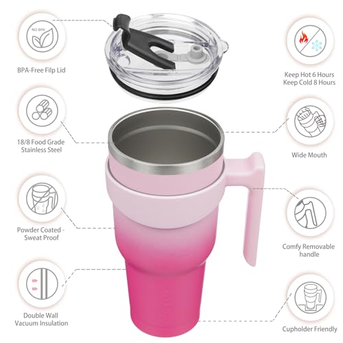 Image of BJPKPK 40 oz Tumbler with Handle & Straw, Insulated Stainless Steel Mug