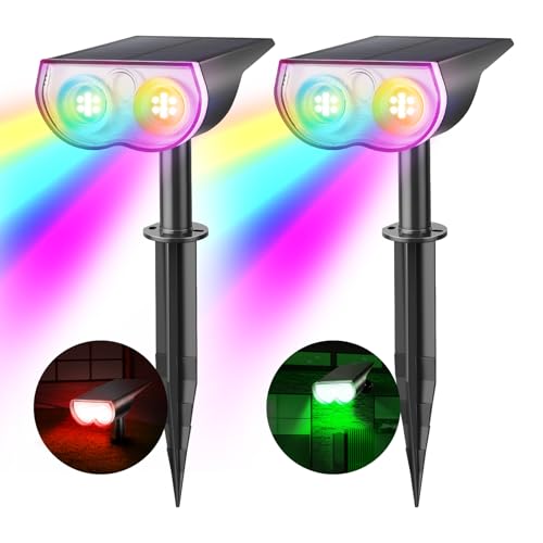Consciot RGBW Solar Spot Lights (2-pack) with 8 colors