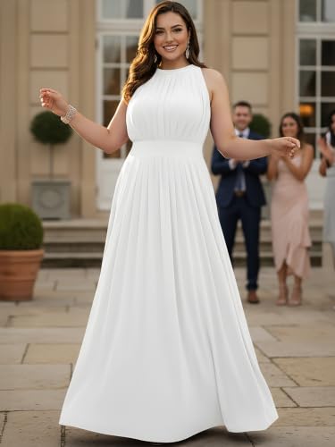 Image of KOH KOH Womens Long Sleeveless Halter Bridesmaid Wedding Guest Maxi Dress