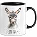 Esel Tasse mit Namen &ndash; Personalisierte Geburtstag Tasse Geschenkidee Tiermotiv Lustiger Becher mit Namen (Schwarz)