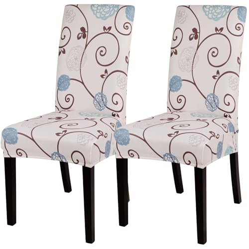 Image of SearchI Dining Room Chair Covers Set of 2, Stretch Printed Parsons Chair Slipcovers Super Fit Spandex Removable Washable Kitchen Chair Protector Cover for Dining Room, Hotel, Ceremony (Ball Flower)