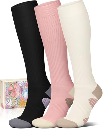 Image of Iseasoo 4 Pairs Compression Socks for Women Circulation-Best Support for Nurses,Running,Athletic,Travel