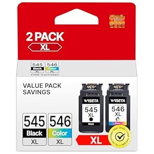 545XL 546XL Ink Cartridges Replacement for Canon 545 546 Ink Cartridges PG-545 CL-546 XL for Pixma TS3350 TS3355 TS3150 TS3300 TR4550 MG2550S MG3050 TR4500 TS3100 TR4551 TR4650 MX495(1 Black,1 Colour)