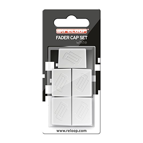 Reloop Fader Cap Set white - 5 tapones de fader, Recubrimiento de goma para un agarre firme, Compatible con la mayor�a de los mezcladores y controladores de DJ, blanco