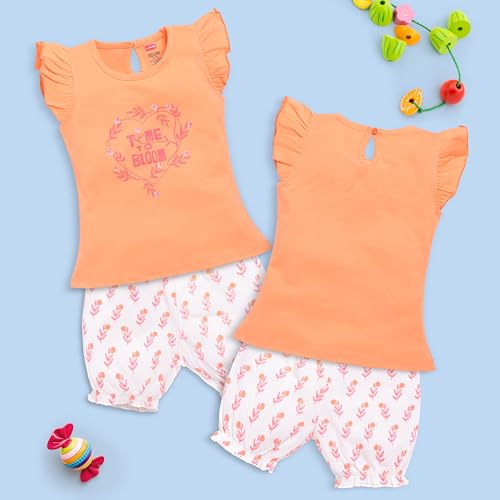 Image of LuvLap Baby Girls Regular Fit 100% Cotton Half Sleeves Girls Top CoSets Pack of 3