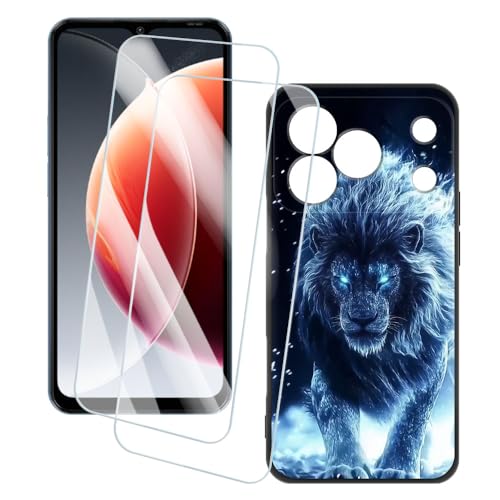 OAGELIM 2�Z�b�g �X�N���[���v���e�N�^�[ + �P�[�X Blackview Wave 7C (6.56 �C���`) �Ƃ̌݊������� �A�[�e�B�X�e�B�b�N�J�X�^���v�����g�J�o�[�Ƌ����K���X�t�B���� �X�N���b�`�h�~ (���C�I��)