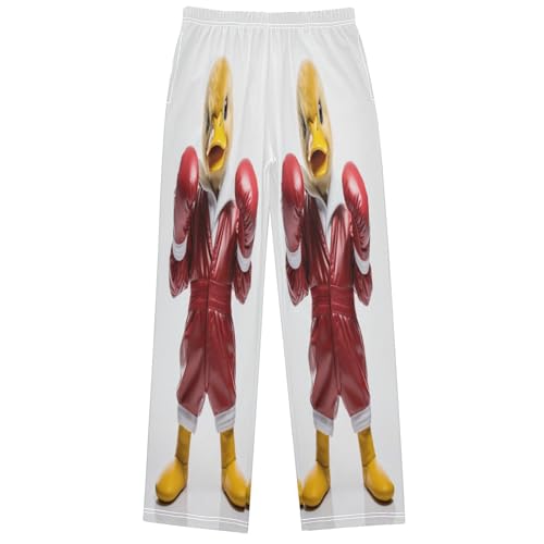 Boy's Pants Duck Wear Red Boxing Glove Jogger Pants Elastic Waist Long Bottoms Trousers with Pockets 6-14 Years