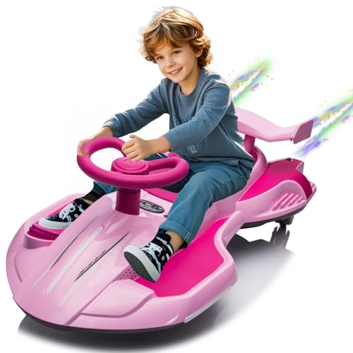 12V Kids Ride On Electric Toy,360 Degree Drift in Place,Spray Function,Front&Side Lights Design,USB/MP3,Bluetooth,Music, 3.73-4.35 MPH,Easy Installation,Ultimate Cool Operation for Kids Aged 3+