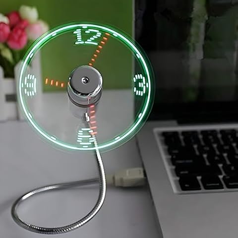 ONXE LED USB Clock Fan with Real Time Display Function,Stocking Stuffers for Men Christmas Gadgets,1 Year Warranty Cover