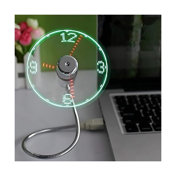 ONXE LED USB Clock Fan with Real Time Display Function,Stocking Stuffers for Men Christmas Gadgets,1 Year Warranty (Clock