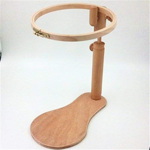 BWRMHME Beechwood Stand Embroidery Hoop with Dia 8.27Inch Round Hoop Wooden Standing Lep Embroidery Frame Solid Wood Cross Stitch Rack