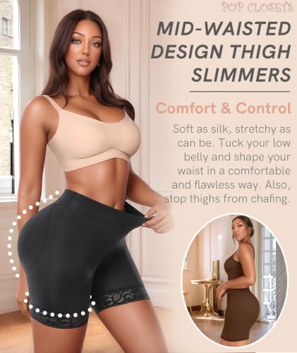 Image of POP CLOSETS Padded Underwear for Women with Thicker Butt Pads Lace Shorts | Shapewear Shorts with Thicker Butt Pads for Butt Lifting, bbl Shorts with Lace Trim, Seamless Invisible Under Dress for Daily