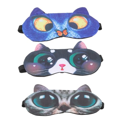 Beaupretty 3 Piezas antifaz para dormir máscara para dormir sueño de los ojos Máscaras seda eye patches eye mask de noche para dormir máscara para el ojo dormido Terciopelo Tao Li