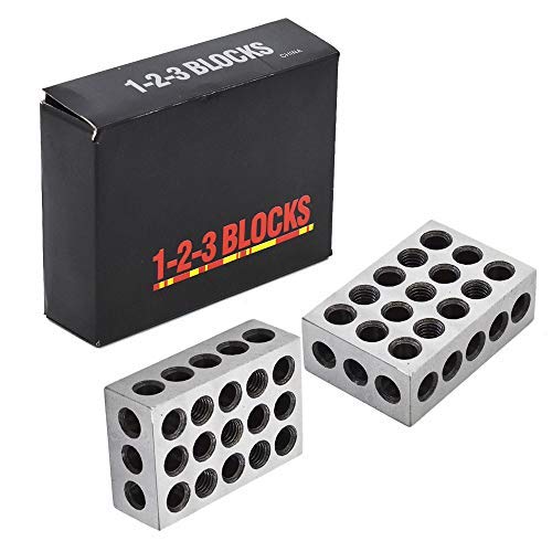 Findmall DOES NOT APPLY 1-2-3 Blocks Matched Pair Hardened Steel 23 Holes Precision Machinist Milling cover