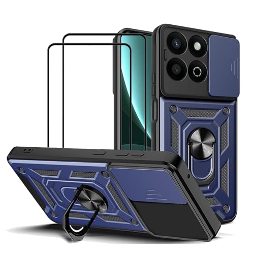 Coque Honor X7c 4G de qualité militaire antichoc avec vitre écran bleu