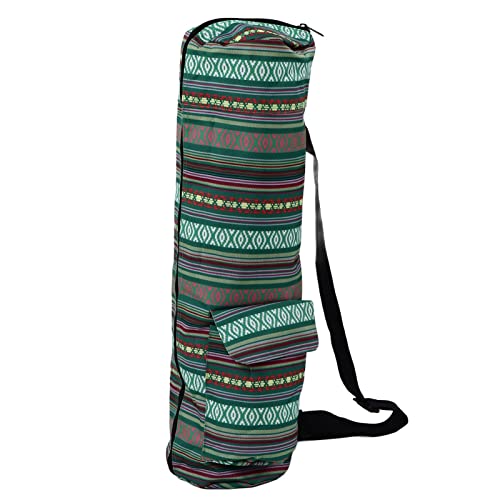 VIFERR Bolsa para Esterilla de Yoga, Bolsa de Yoga portátil, diseño de Bolsillo Multifuncional, Estampado Verde étnico, Correa para el Hombro, Bolsa de Almacenamiento Ajustable Cover
