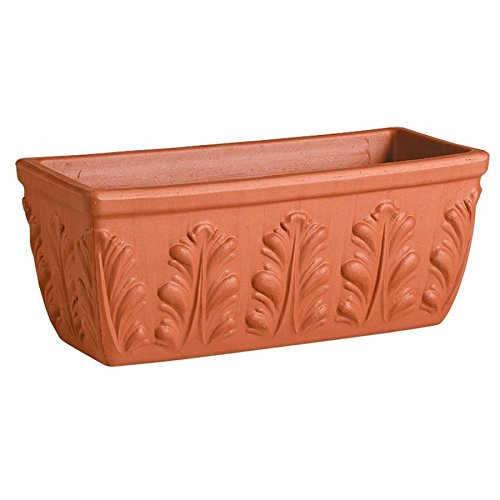 Caja rectangular de terracota hoja Roma 60 cm