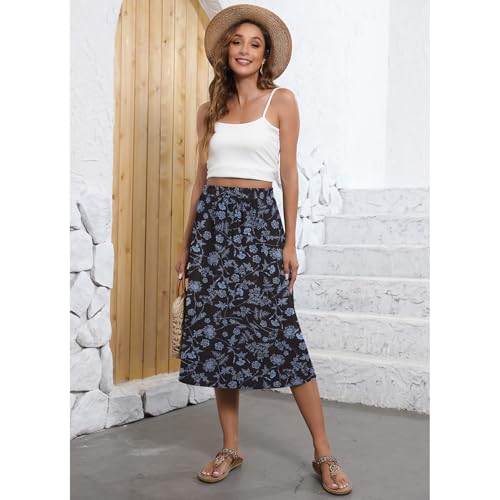 Image of Witsmile Flowy Skirt Elastic High Waist A-Line Skirt with Pockets Bohemia Cover-up for Women 2026 Trendy(S-2XL)