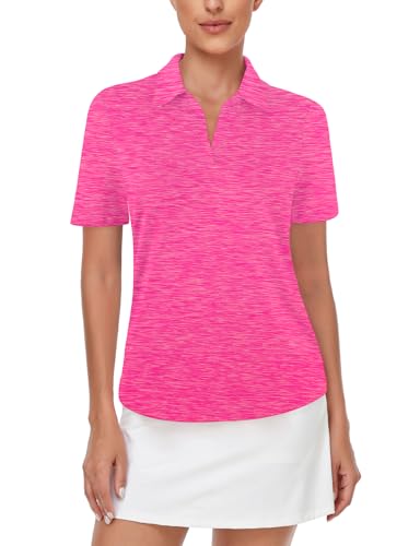 Image of Cucuchy Womens V Neck Golf Polo Shirts Moisture Wicking Sports Workout Tops