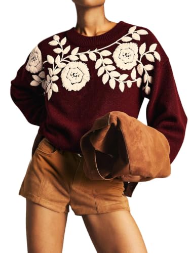 Verdusa Women's Fall Outfits Boho Vintage Sweaters…