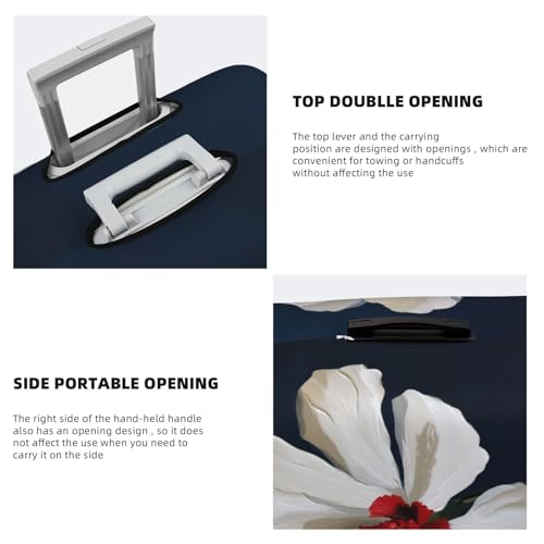 White Flower With A Red Center Vintage Elastic Travel Luggage Covers Dustproof Scratch-Resistant Suitcase Protector Fit 22-24 Inch3