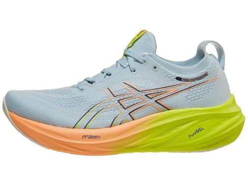 Asics Gel-Nimbus 26 Damen-Laufschuh, Cool Grey/Safety Yellow, 42 EU