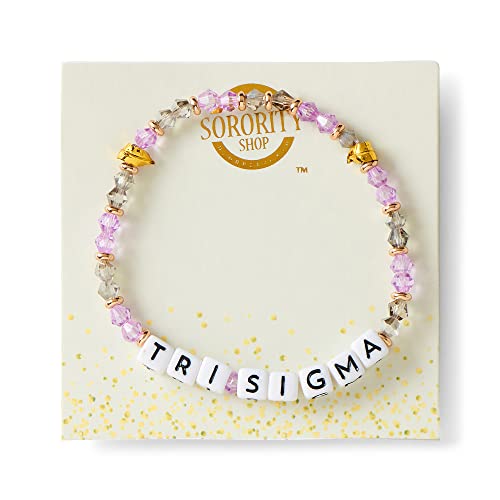 Sorority Shop Sigma Sigma Sigma Bracelet — Glass Bead Bracelet with SSS Name Beads and 18K Gold Accent Beads, Greek Sorority Jewelry for Big Little Sorority Gifts2