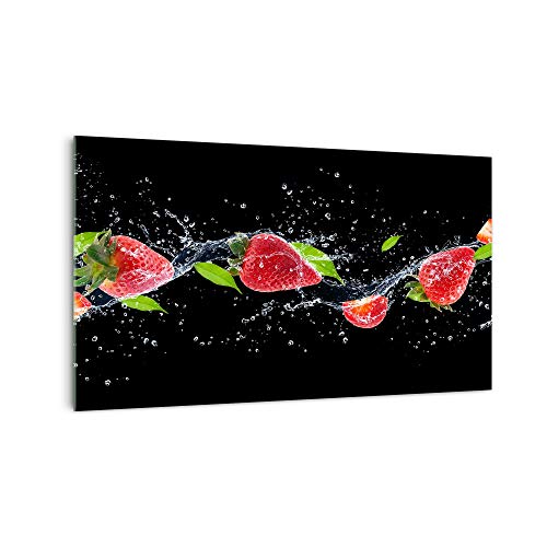 Küchenrückwand 'Erdbeer in Wasser' in div. Größen, Glas-Rückwand, Wandpaneele, Spritzschutz & Fliesenspiegel