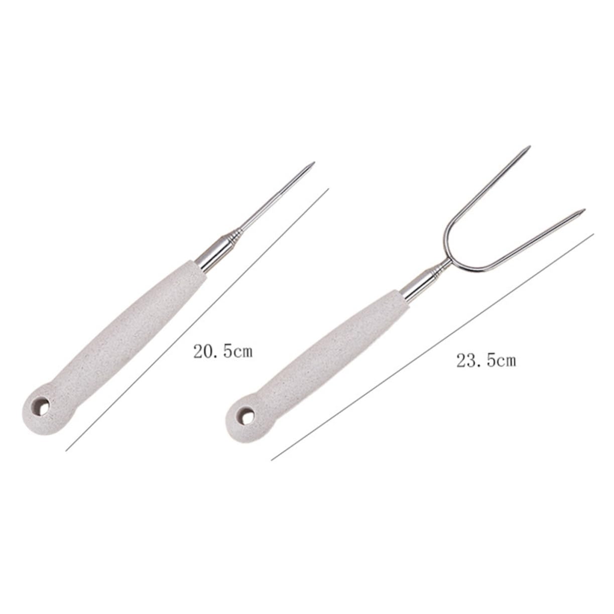 Sosoport 2pcs Stainless Steel Bbq Fork Portable Barbecue Needles for Outdoor Grilling Double Single Forks for Smores Sausages Hot Dogs Vegetables Durable Barbecue Accessories