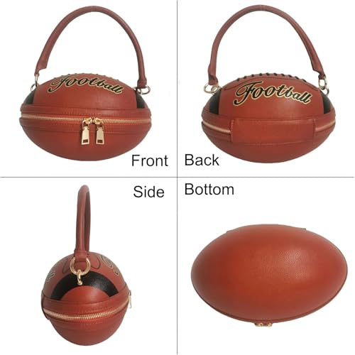 Image of Women Rhinestone Football Shaped Handbag Chain Crossbody Shoulder Bag Football Purse | Rugby, Unique, Novelty, Football