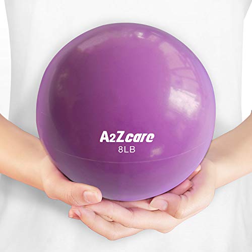 A2ZCARE Toning Ball - Weighted Toning Exercise Ball - Soft Weighted Medicine Ball for Pilates, Yoga, Physical Therapy and Fitness - Purple (8lbs)