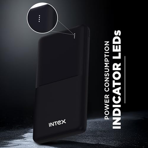Image of Intex Strong Neo QCPD 10000mAh Power Bank with 22.5W Fast Charging, Type-C PD Input /Output, Dual USB Output, LED Indicators, Advanced Protection, Portable Power Bank for Smartphones & Tablets (Black)