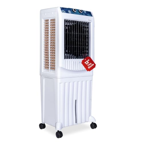 Image of Arizona 12 Personal Air Cooler | 60L Water Tank | 12-Inch High-Speed Fan | Air Throw up to 8 Feet | 2000 m /hr Air Delivery | 3-Side Honeycomb Pads | Motorised Louvers | 120W | White