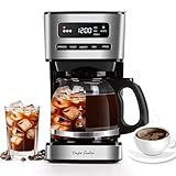Taylor Swoden Programmable Coffee Makers 12 Cup, Hot and Iced Coffee Maker, 4 Brew Strength, LED Display, 24H Timer, Keep Warm&Auto Shutoff- Drip Coffee Machine for Home/Office, Black &Stainless Steel